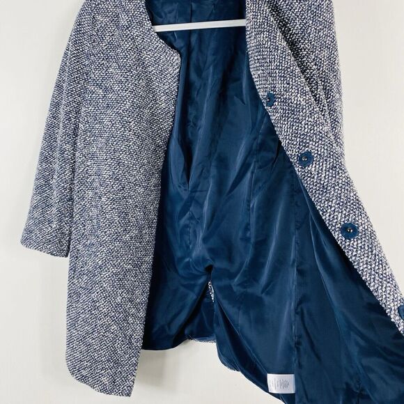 Talbots Size XS Boucle Tweed Snap Button Jacket Navy Blue Career Casual - Picture 4 of 5